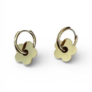 Gold Flower Hoop Earrings
